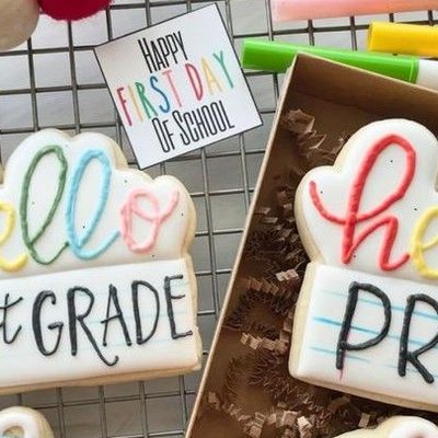 Hello Grade # Plaque Cookies