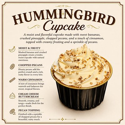 Hummingbird Cupcakes (1/2 Dozen)