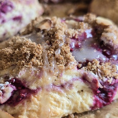 Organic Sourdough Raspberry Almond Streusel Scones (Long Fermented) ORIGINAL RECIPE CREATION 
