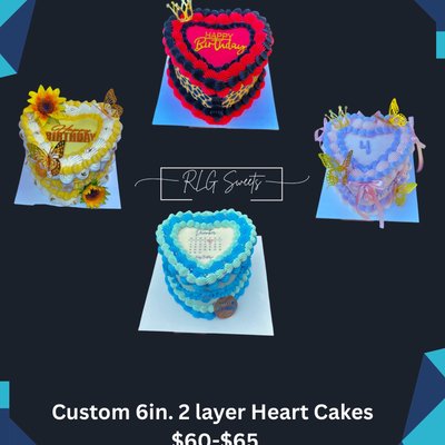 6in Two Layer Heart Cakes 