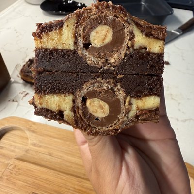 Ferrero Rocher Cheesecake Brownie Bars