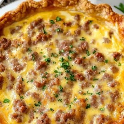 Hot Sausage & Carmelized Onion Quiche. 