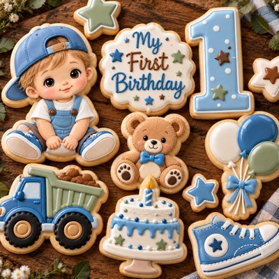 First Birthday Little Prince Sugar Cookie