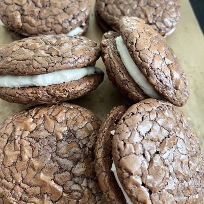 2.5” Round Brownie Cookie Whoopie Pie With Almond Frosting- 12 Pack