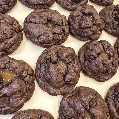 Triple Chocolate Caramel Cookies