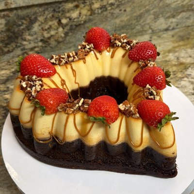 Heart Shaped Dulce De Leche Chocoflan