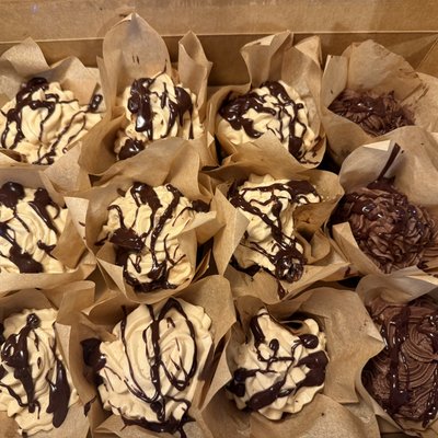 Six Chocolate Cupcakes With Peanut Butter Filling