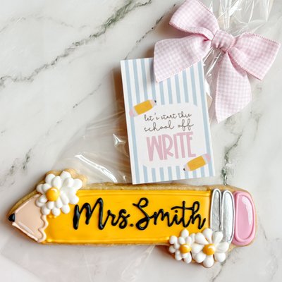 Back To School Personalized Pencil Cookies