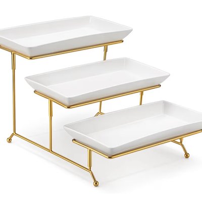 White 3 Tier Cupcake Risers (set of 2)