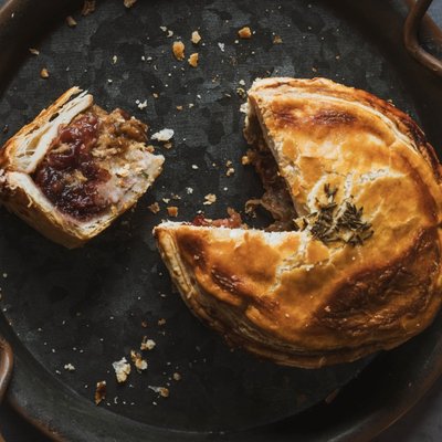 Pork, stuffing & Cranberry pie