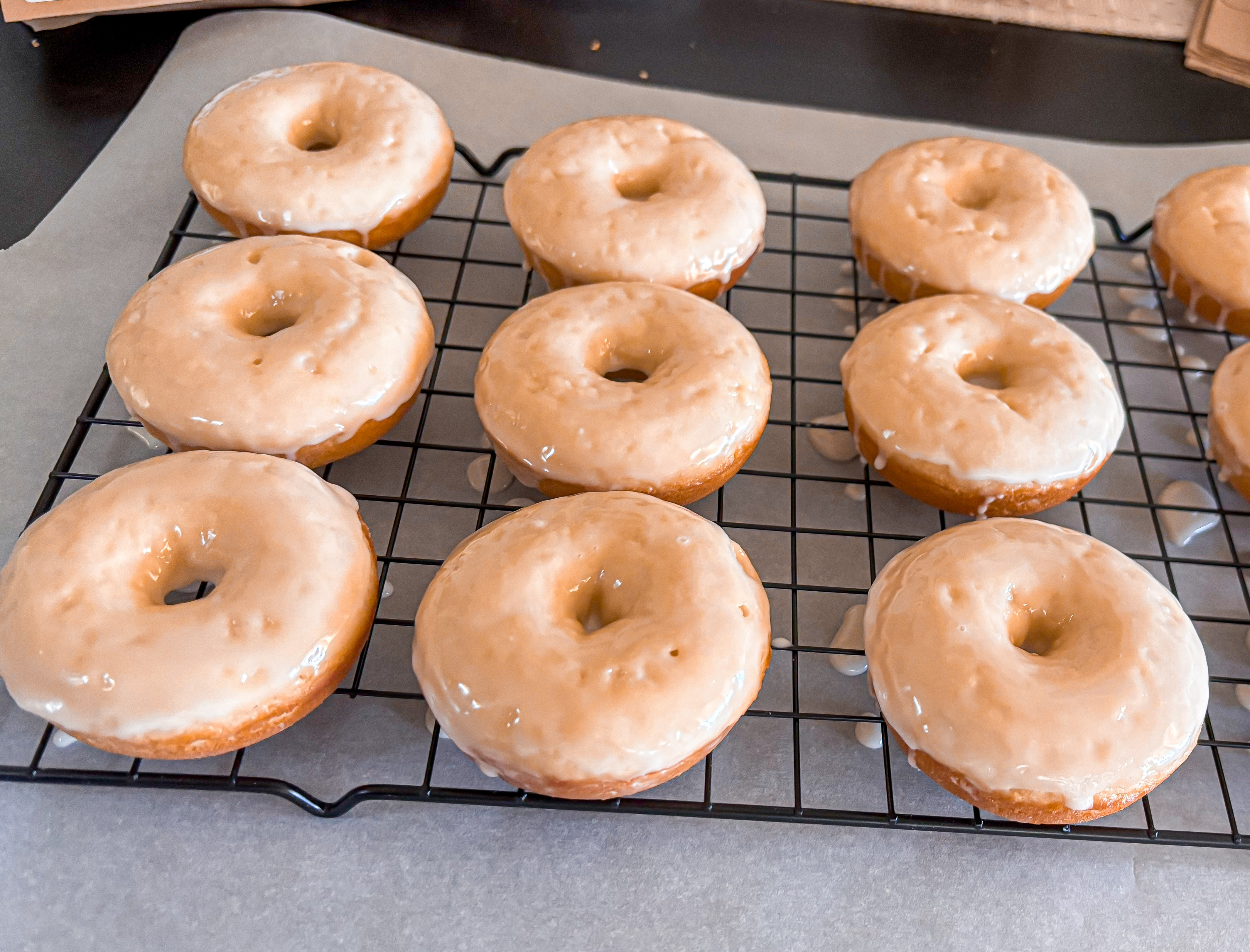 Baked Vanilla Glazed Sourdough Donuts