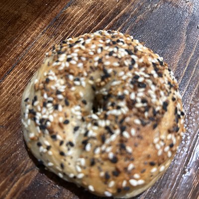 Everything sourdough bagel
