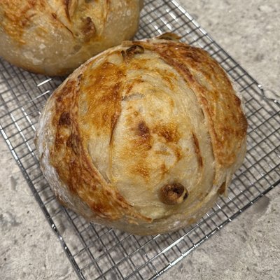 Sourdough Bread-Roasted Garlic Parm