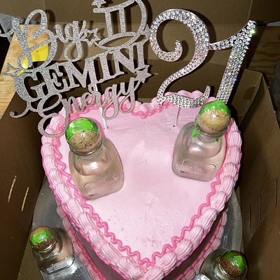Heart Cake With Alcohol Toppers 