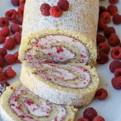 Raspberry Holiday Cake Roll