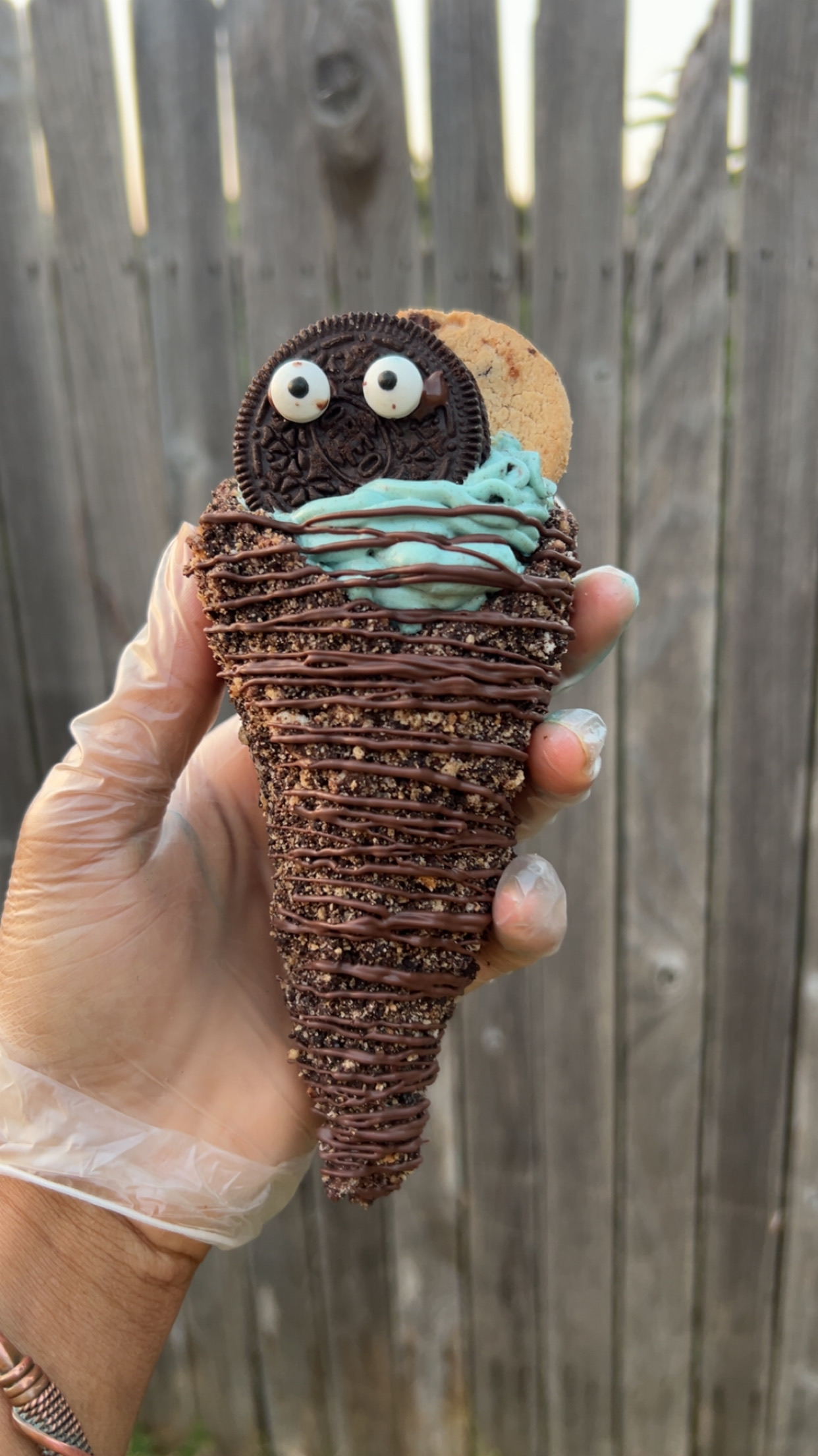 Cookie Monster Cheesecake Cone