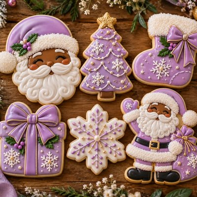 Purple Lavender Santa Celebration cookie, your design