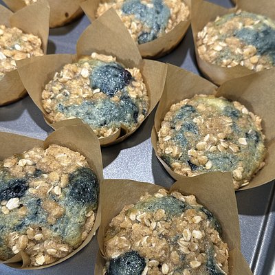 Sourdough Blueberry Streusel Muffins