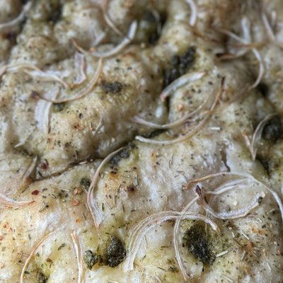 Herb Pesto & Onion Sourdough Focaccia 