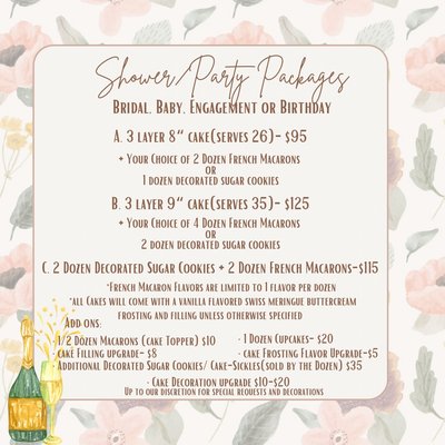 Bridal Shower/Birthday Party- Package B