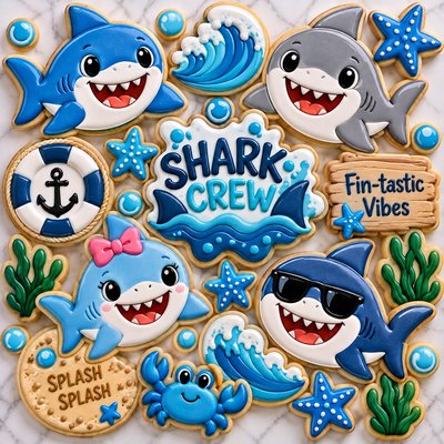 Shark Number, Birthday Sugar Cookie