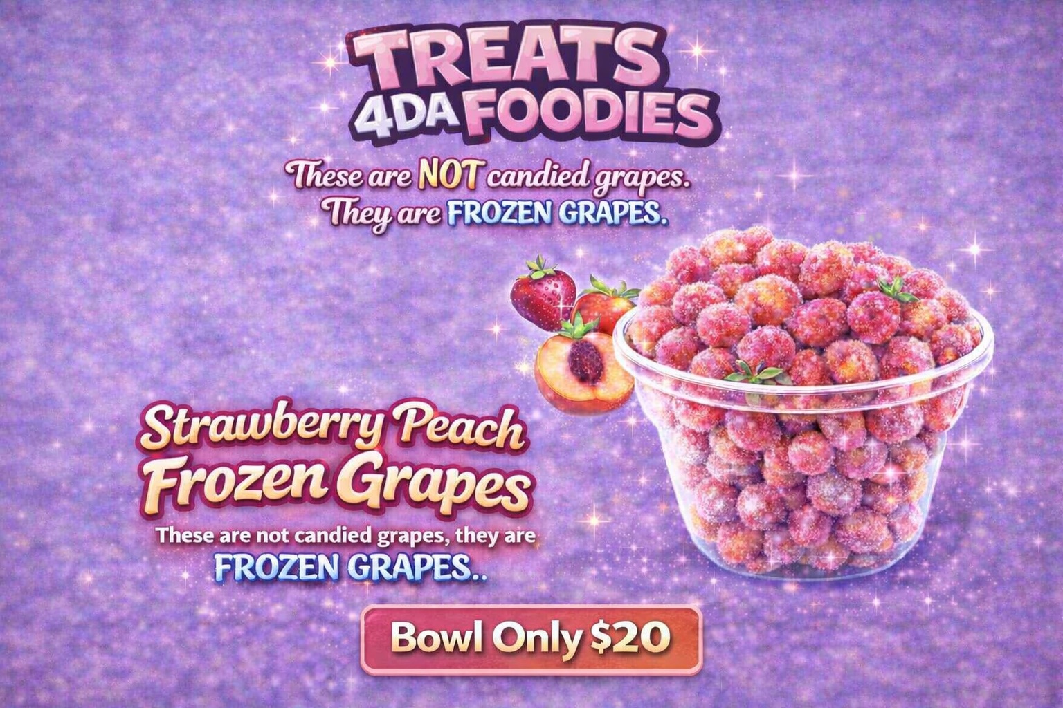 Soft Frozen Grapes “STRAWBERRY PEACH”