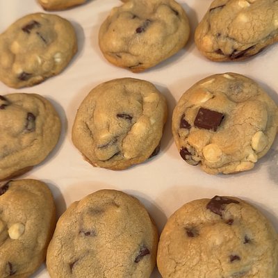 Chocolate Chip Cookies Featuring White Chips And Walnuts