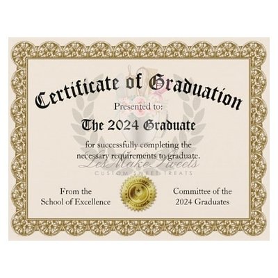 2026 Graduate 2 Inch Edible Icing Diplomas