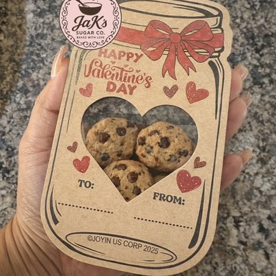 Valentine Treat Individual With 6 Bite Size Chocolate Chip Cookies