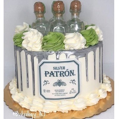 8” Serves 20-25ppl Patron Cake With Bottles Included And Edible Image 