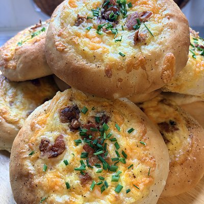 6 Sunrise breakfast buns- Xtra Large Made W Eggs/cottage Cheese-your Choice Of Toppings