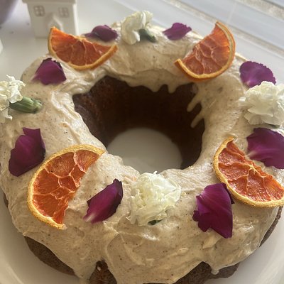 Orange Cardamom Bundt With Brown Sugar Buttercream 