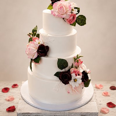 Timeless Romance Wedding Cake 127-136 Guests)