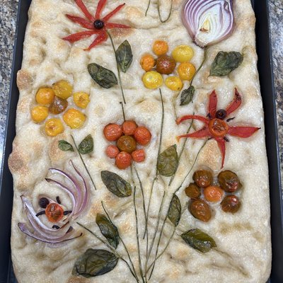 Sourdough Focaccia With Floral design 