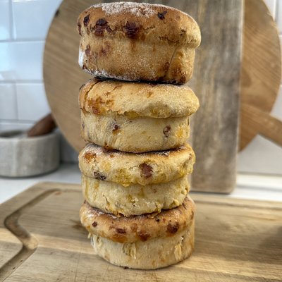 Applewood Bacon & Cheddar Sourdough English Muffins