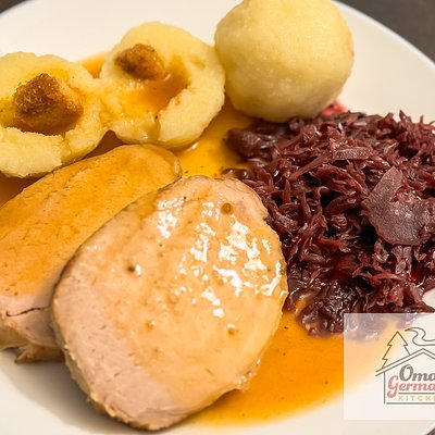 Pork Roast with Potato Dumplings and Red Cabbage (serves 6-8)