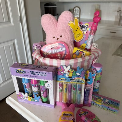 Pink& White Medium Girl Easter Basket $90 •small $65