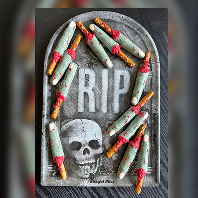 Zombie Finger Chocolate Covered Pretzel Rods