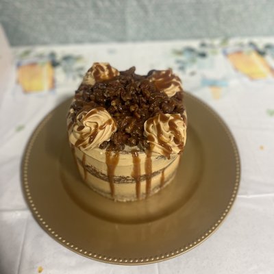 Salted Caramel Pumpkin Pecan Cake