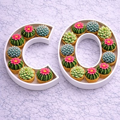 Custom Floral Cupcakes Double Letter Box