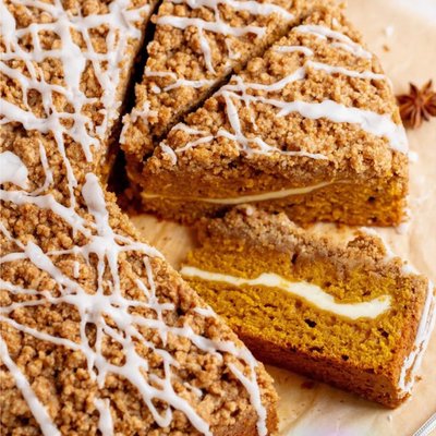 Pumpkin Cream Cheese Strudel Coffee Cake 9 Inch Round 