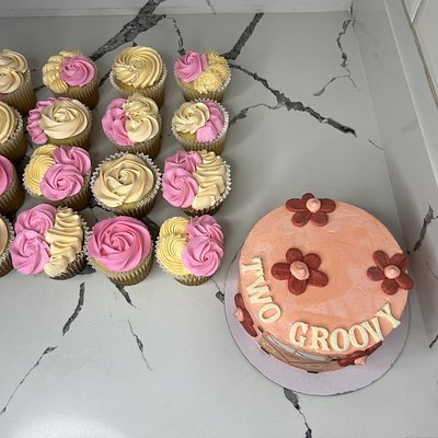 2  Groovy Cupcake And Mini Cake Set