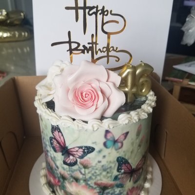 6” Cake -w/ Image Wrap And A Happy Birthday Gold Topper