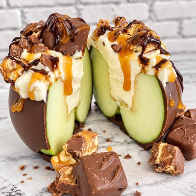 Cheesecake Stuffed Apple With Snickers 