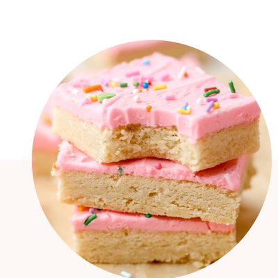Vegan Sugar Cookie Bars with Pink Cream Cheese Frosting
