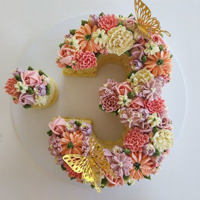 Single Digit Floral Cake