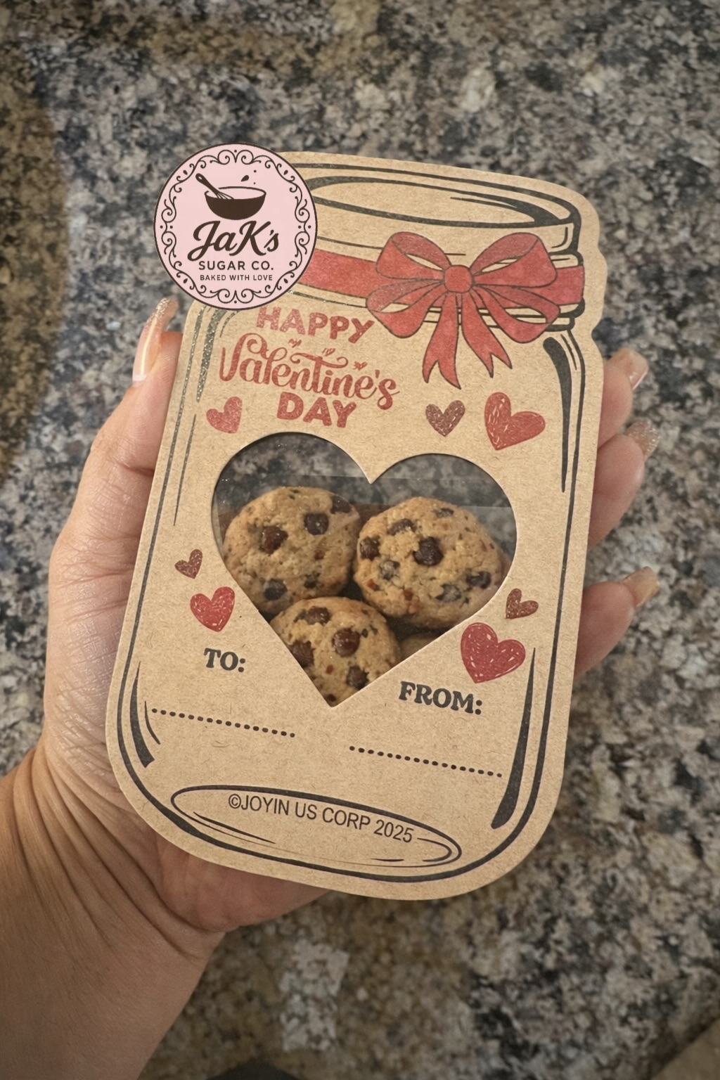 Valentine Treat Individual With 6 Bite Size Chocolate Chip Cookies