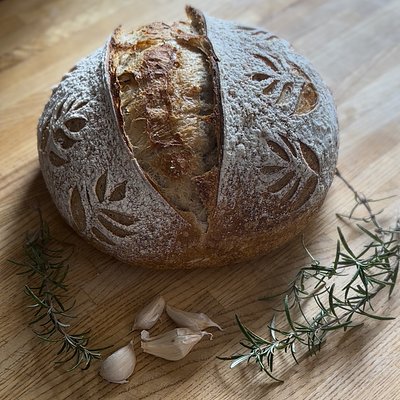 Garlic Rosemary Sourdough Boule