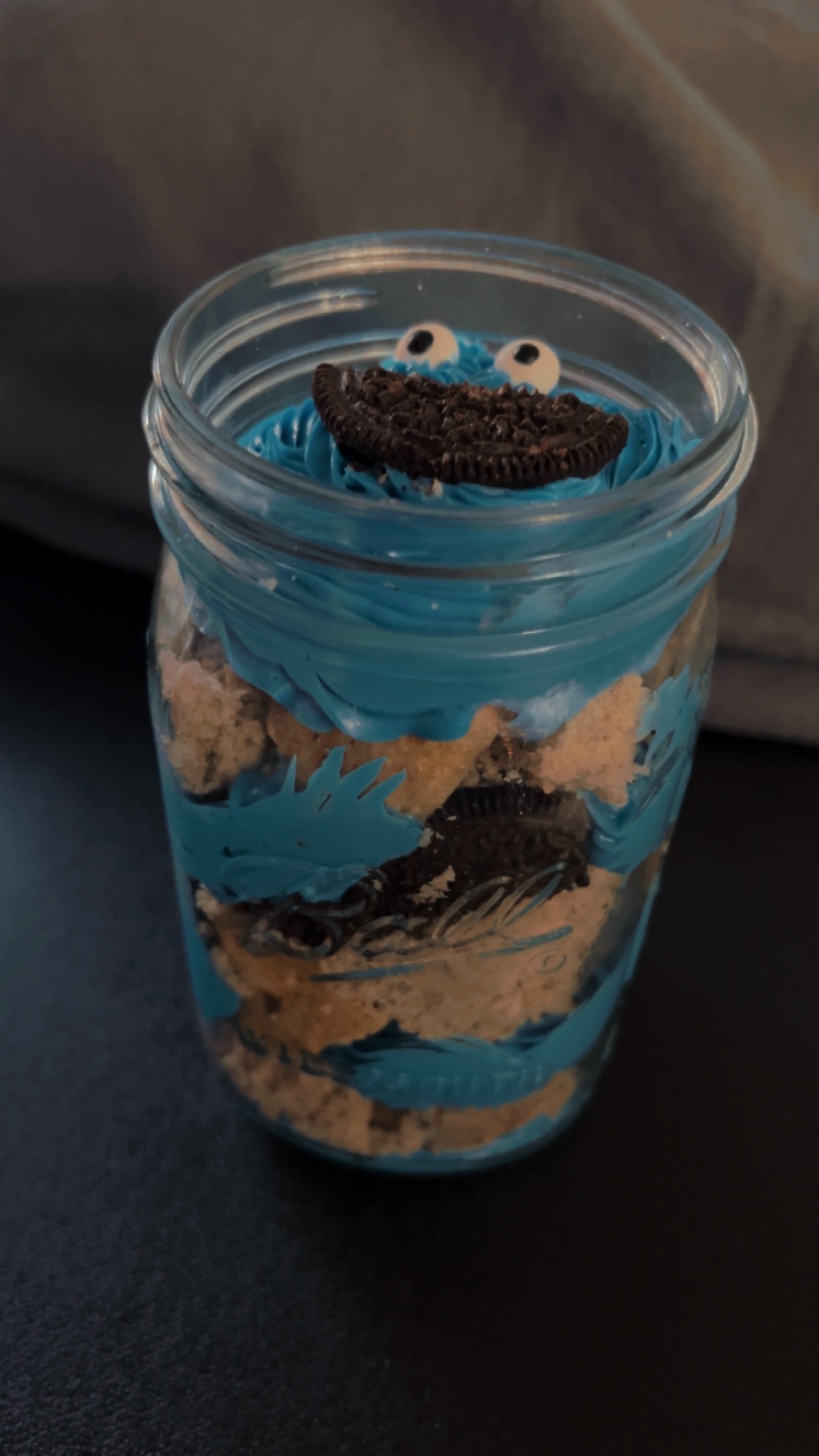 Cookie Monster Cake In A Jar 