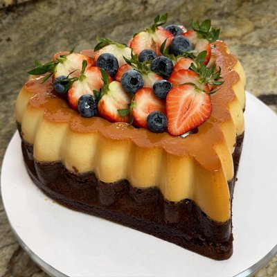Heart Shaped Berry Chocoflan